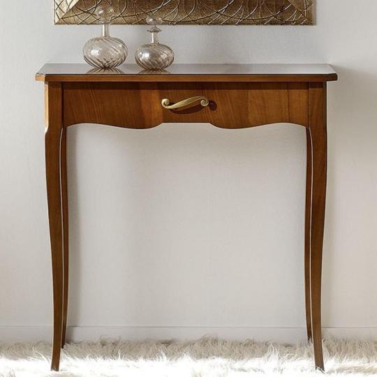 elegantny klasicky konzolovy stolik maly stolik so suflikmi hnedy orech farba mediteransky nabytok obyvacka chodba spalna konzola rustikalny luxusny elegantny.jpg